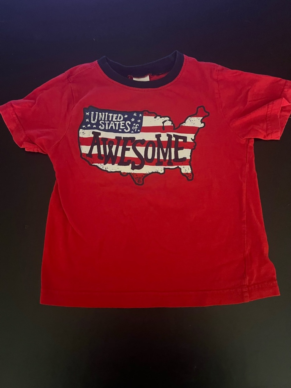 Gymboree Red Short-Sleeve 'United States of Awesome' Tee with Navy Trim